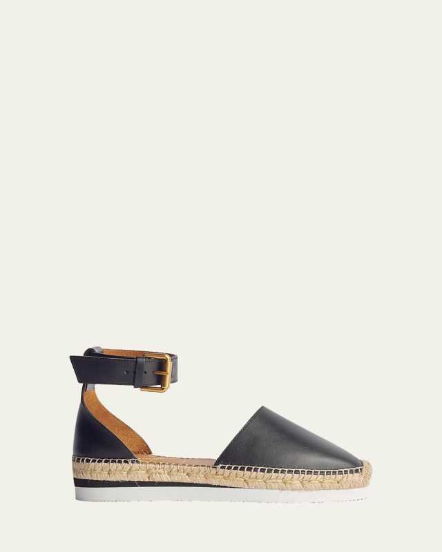 Glyn Leather Ankle-Strap Espadrilles